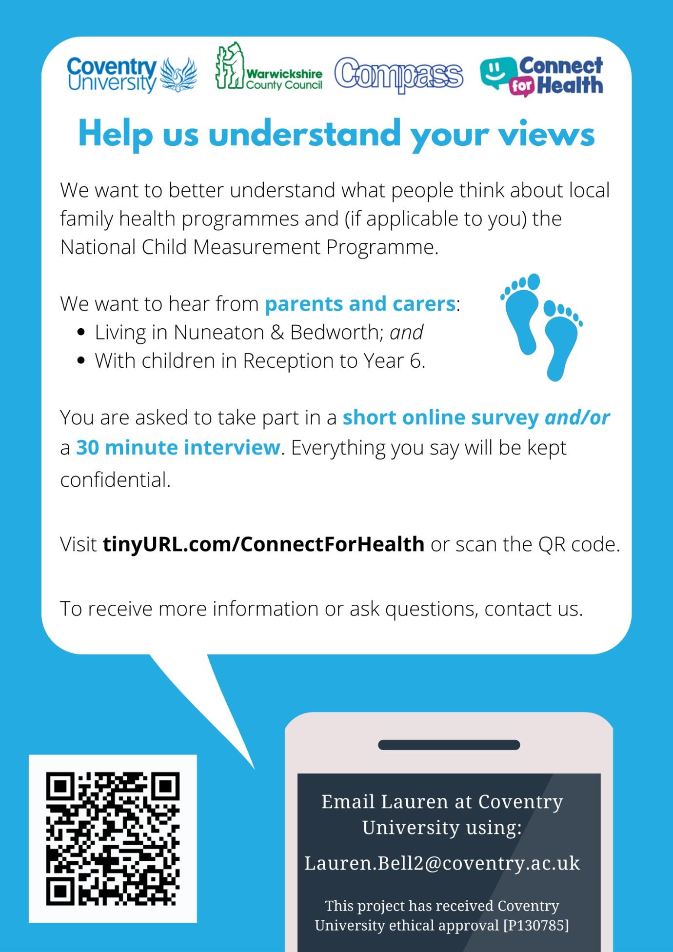 The Warwickshire 'Connect for Heath' team want to hear from you!
